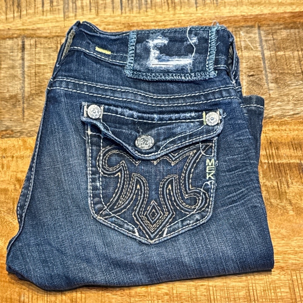 MEK Denim Jeans Blue Boot Cut Designer Denim